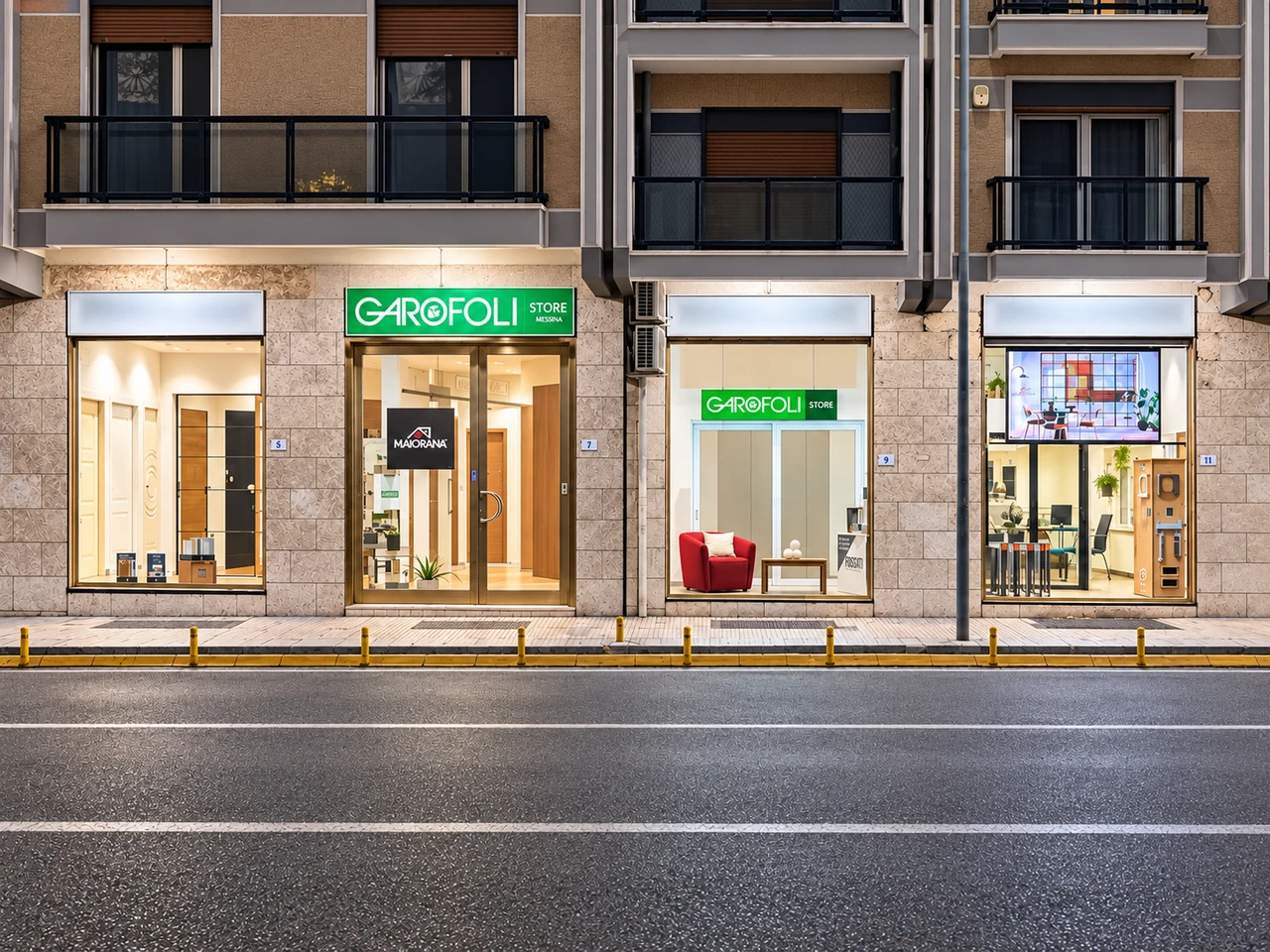 Vetrine e ingresso dello showroom Maiorana Store & Design in Viale Boccetta a Messina
